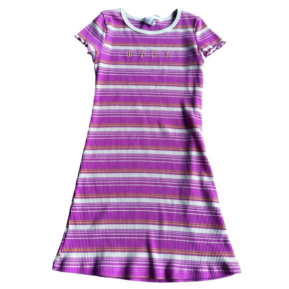 Roxy Pink Striped Ribbed Short Sleeve Dress - Size XS - Picture 1 of 3